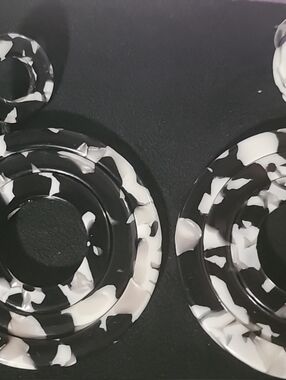Black & White Resin Circle Earrings Set